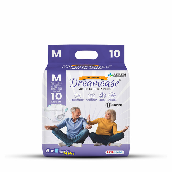Adult Tape Diaper | 3D Core Technology with Refastenable Tape | Disposable, Leak-Proof, Odor-Free | Pack of 10