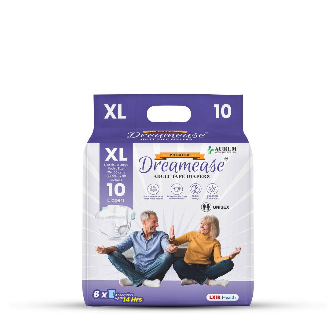 Adult Tape Diaper | 3D Core Technology with Refastenable Tape | Disposable, Leak-Proof, Odor-Free | Pack of 10