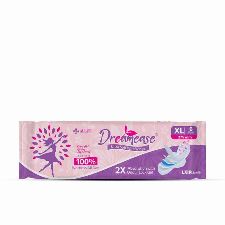 Sanitary Pads | Comfortable with Wide Back, Odor Lock | HAT Wings | Extra Large Size | Pack of 6