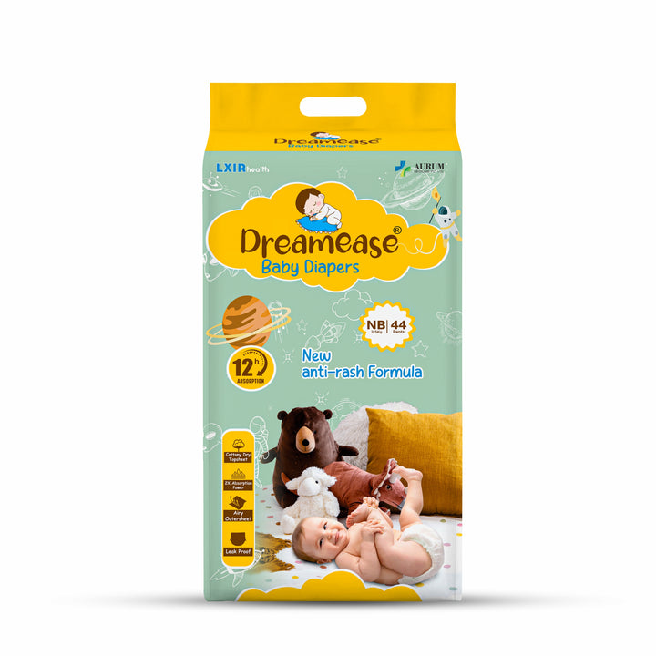 Baby Diapers | Japanese Gel Technology | Super Absorbent, Leak-Proof | New Born Size | 44 Pieces