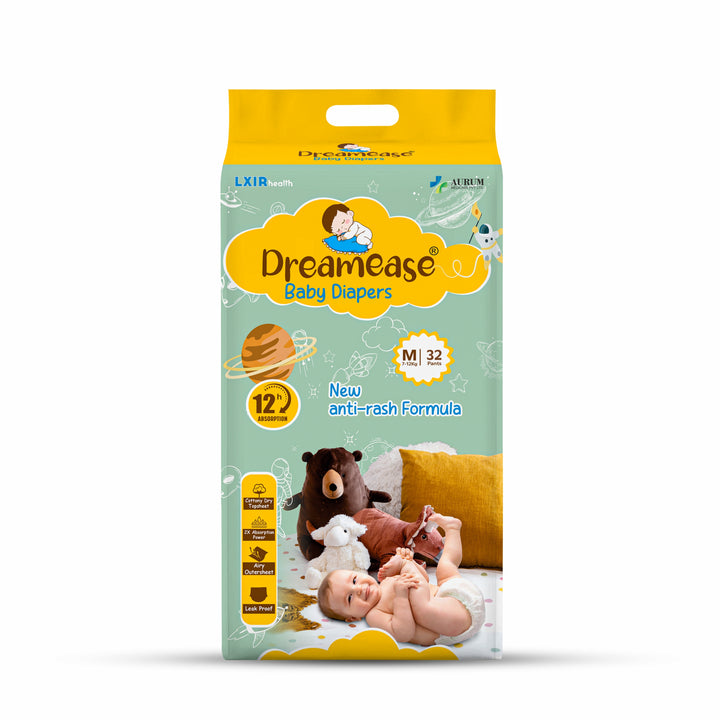 Baby Diapers | Japanese Gel Technology | Super Absorbent, Leak-Proof  | Medium Size | 34 Pieces