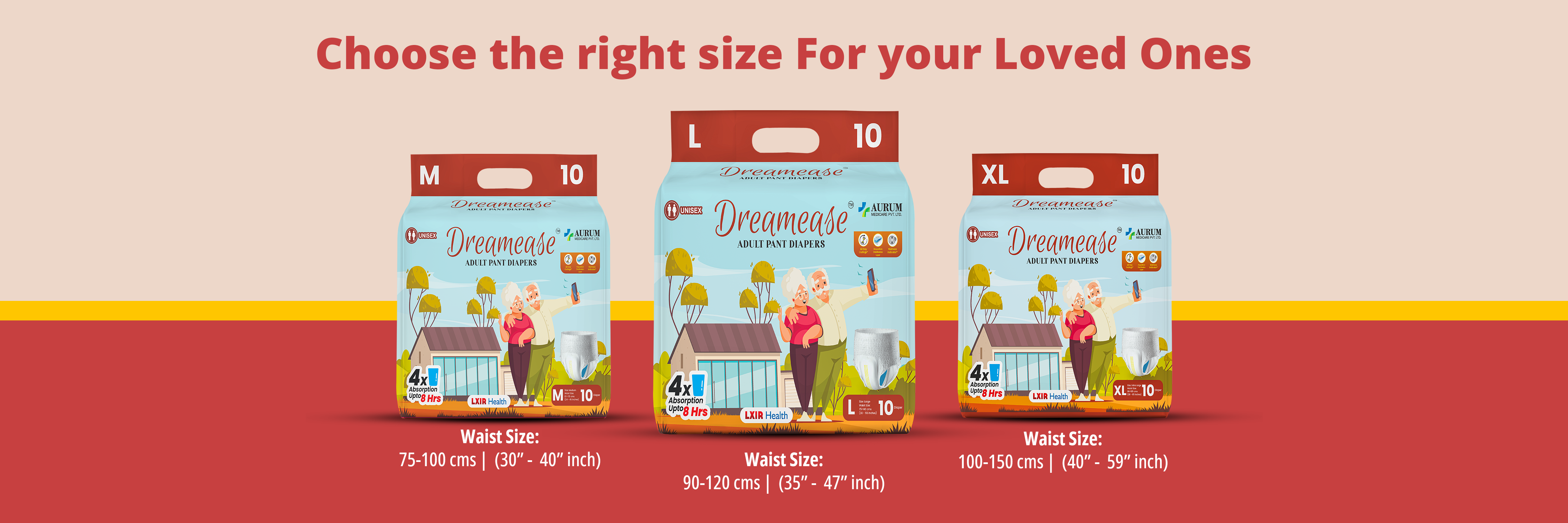 Dreamease Adult Diapers Medium, Large, Extra Large Size