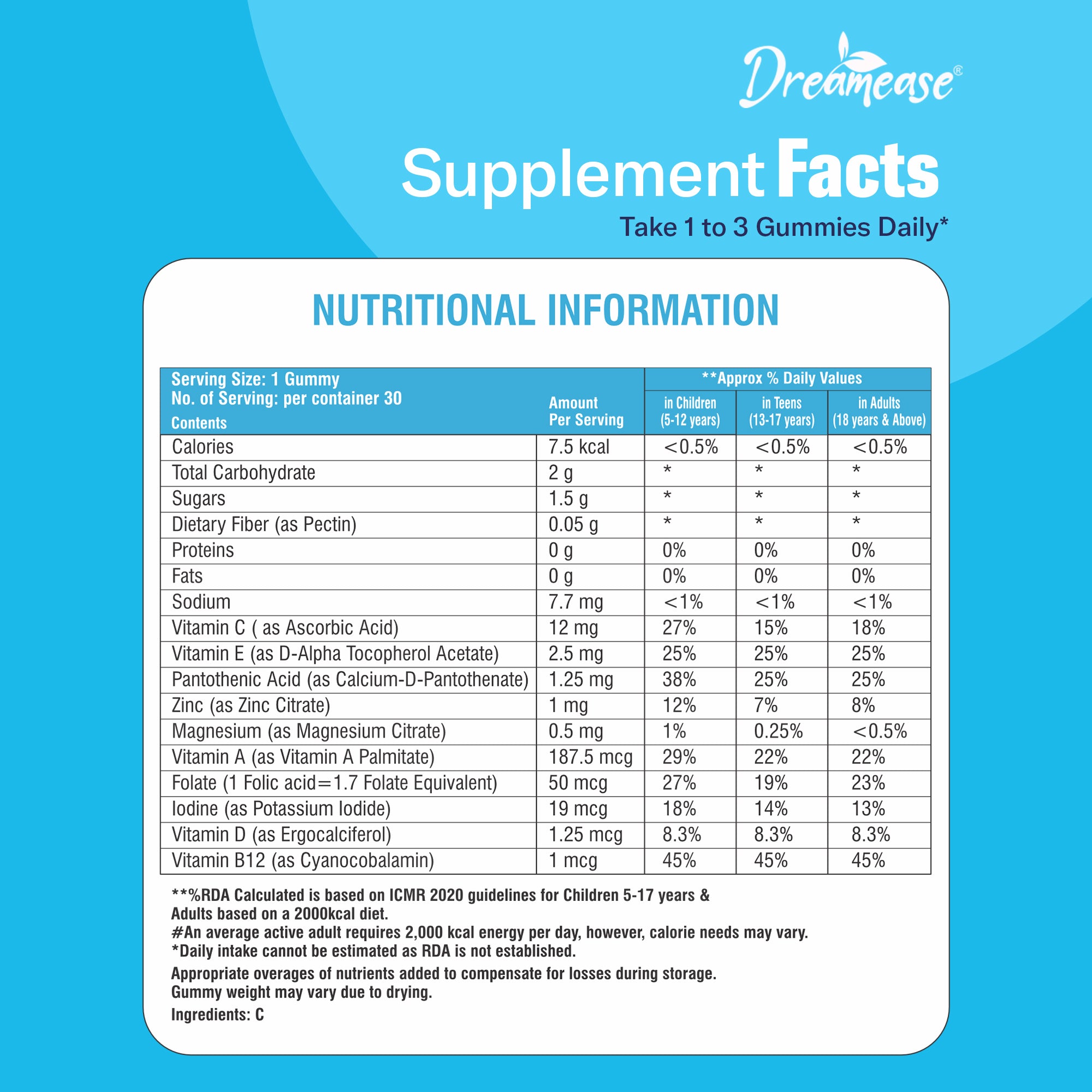 Dreamease Multivitamin & Minerals Gummies For Women