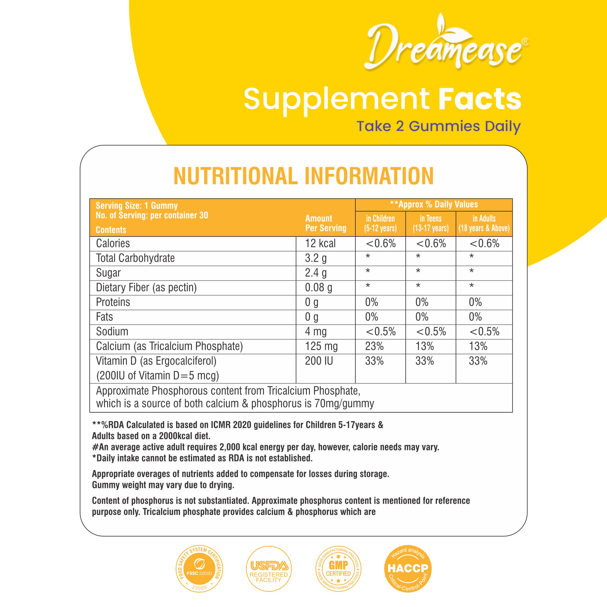 Dreamease Calcium & Vitamin D Gummies For Women