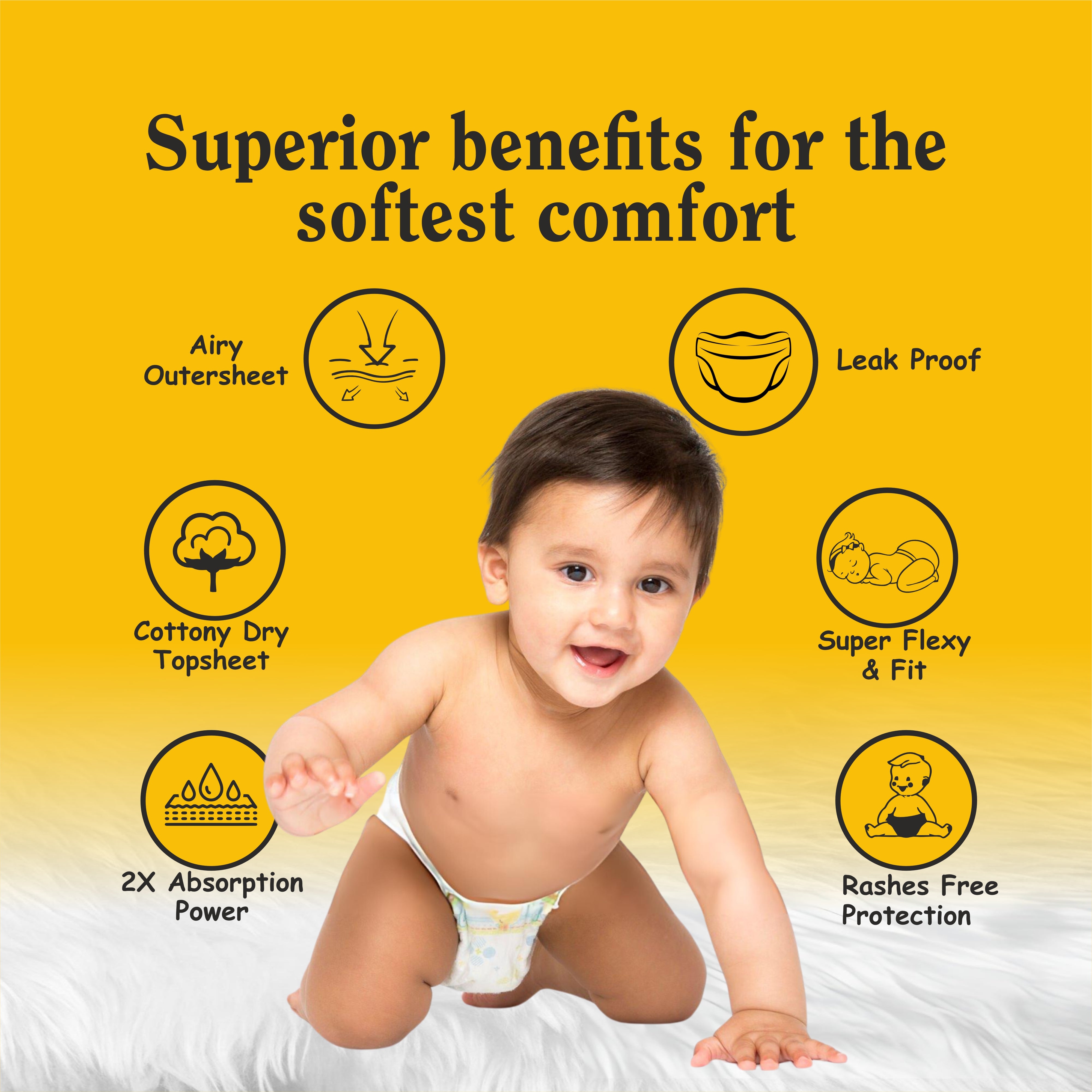 Dreamease Medium size Baby Diapers – Extra Soft, Rash-Free, Leak