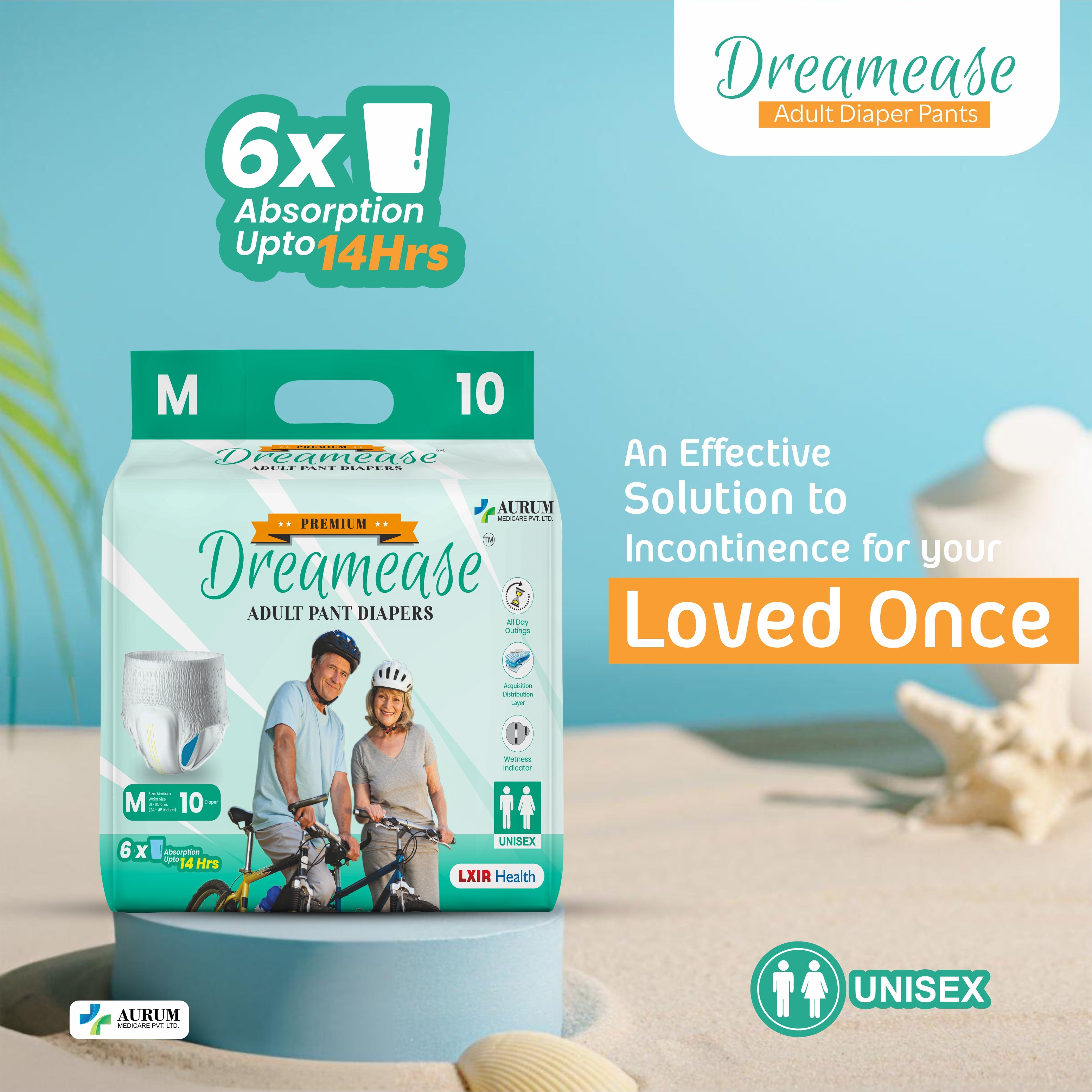 Premium Adult Diapers | Skin Friendly | Leak-Proof, Super absorption technology | Unisex | Pack of 10