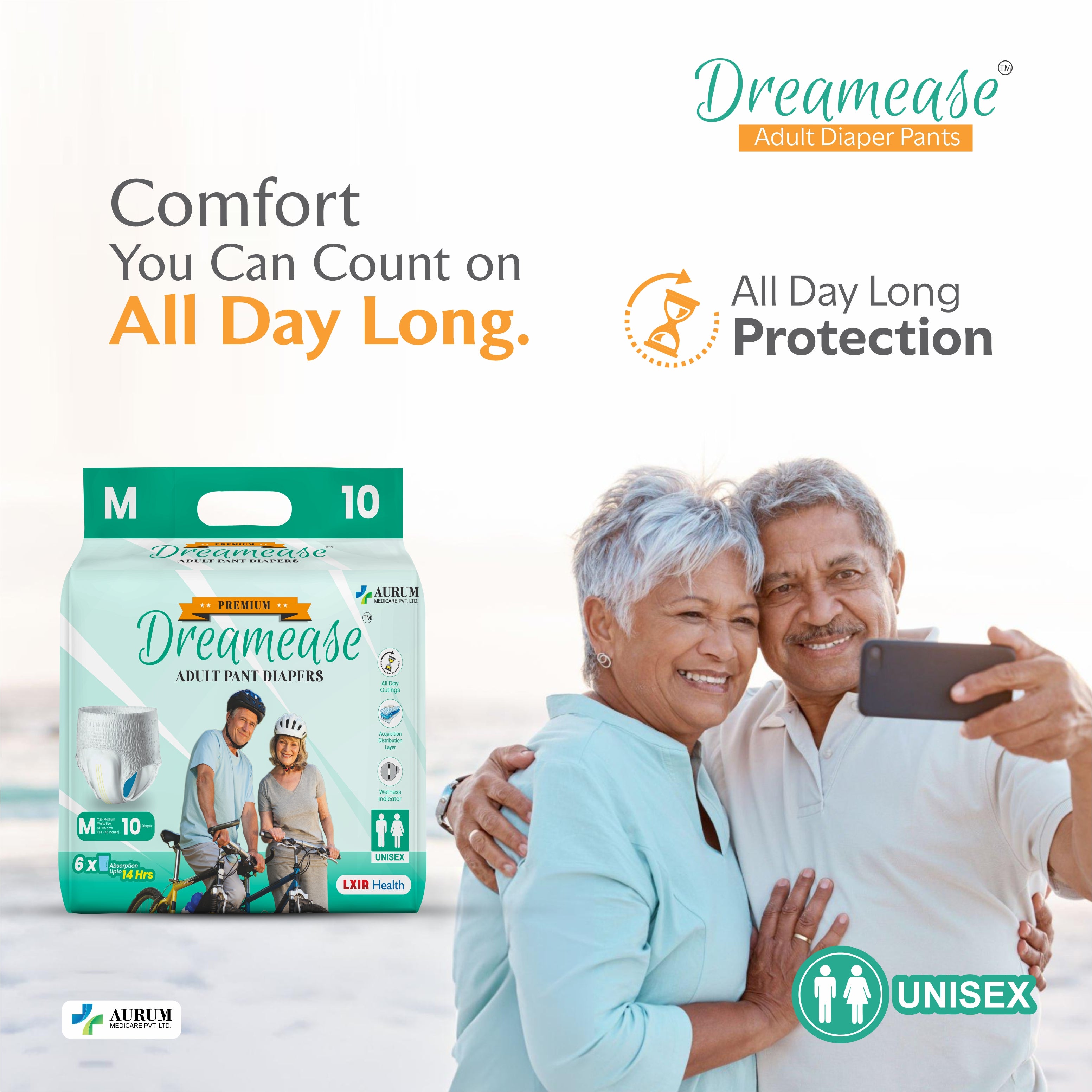 Premium Adult Diapers | Skin Friendly | Leak-Proof, Super absorption technology | Unisex | Pack of 10