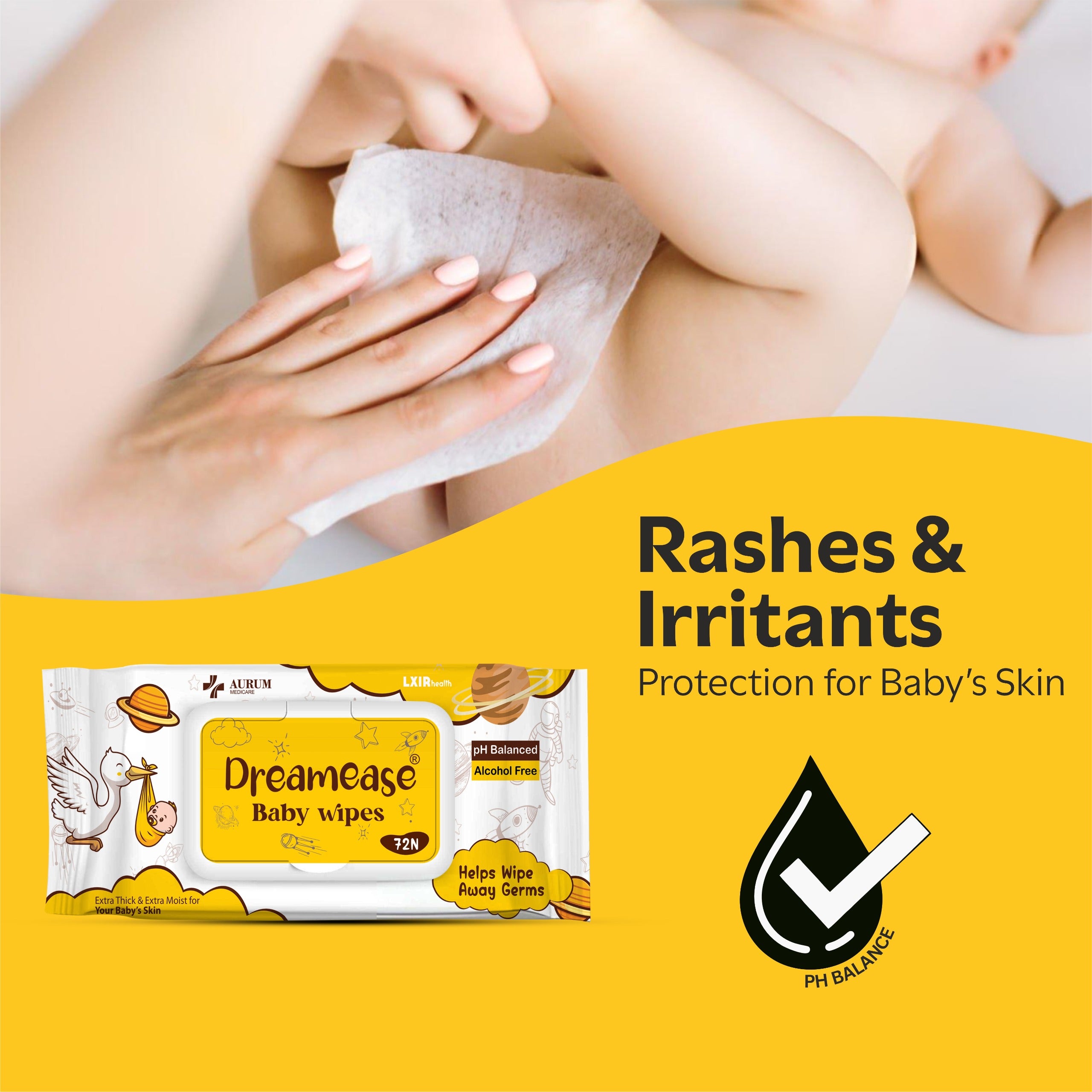 Baby Wipes | Extra Thick, 99 % Pure Water | Alcohol-Free, Soft Moisturizing | Pack of 2